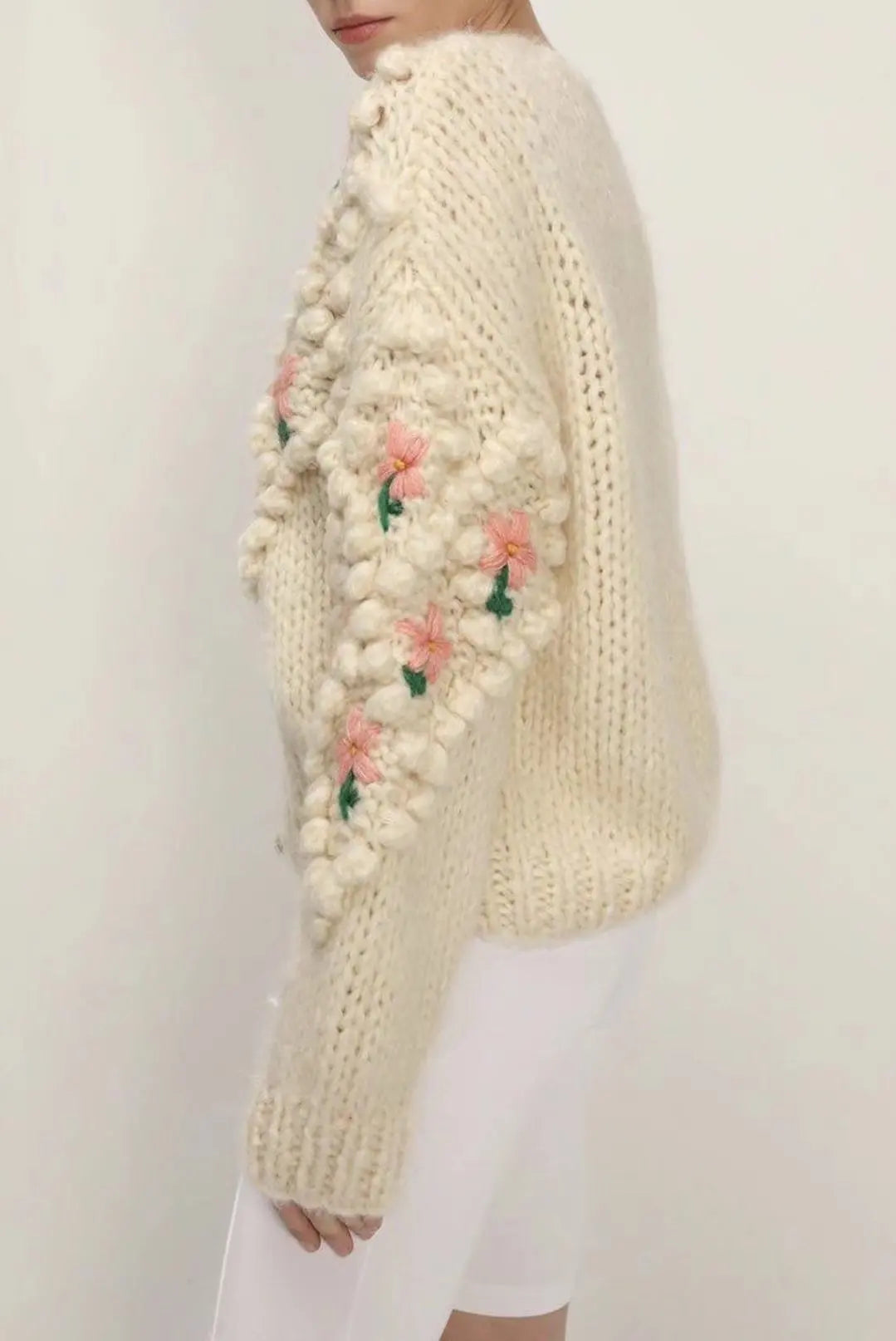 Frauen Herbst Damen Kleidung Oberbekleidung Lose einreiher Strickjacke Pullover Mit Stilvollen Verzierten Knöpfen Ropa Mujer