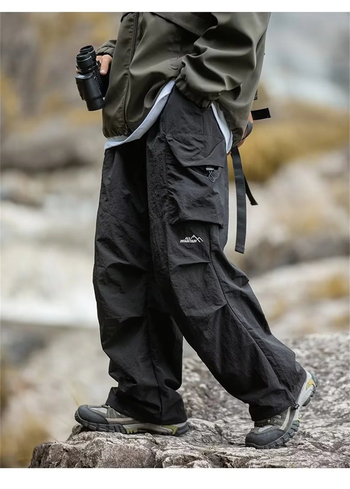 Herren Frühling und Herbst neue wasserdichte Hip Hop Bergsteiger hose lässige Harajuku Arbeits hose schwarze Cargo Outwear Hose