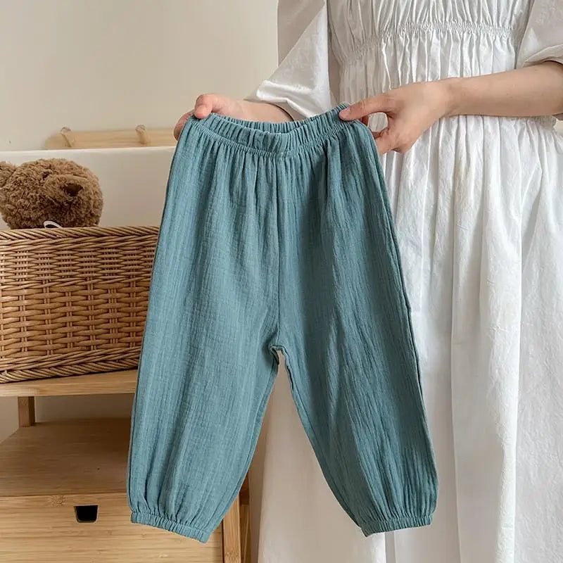 Einfarbig Einfache kinder Hosen Sommer Kleidung Dünne Lose Kinder Anti-moskito Hosen Baby Mädchen Pumphose Casual Hosen