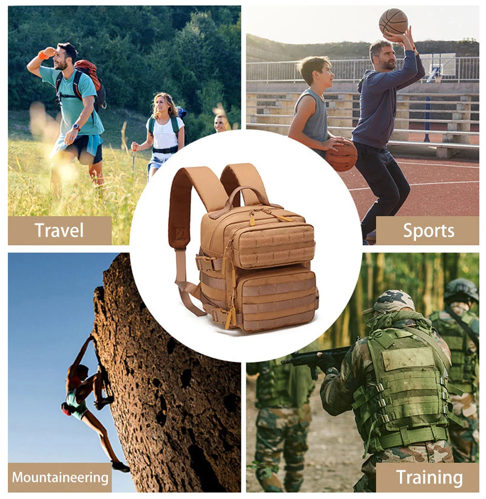 9L Sportrucksack MOLLE 3-Tage Bug Out Bag Mini Outdoor Pack für Damen Herren EDC Camping Wanderrucksack