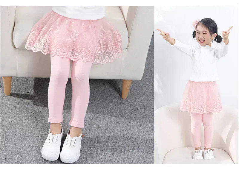Neue Baby Mädchen Leggings Spitze Prinzessin Rock-hosen Frühling Herbst Kinder Dünne Rock Hosen für 2-7 Jahre kinder Kleidung