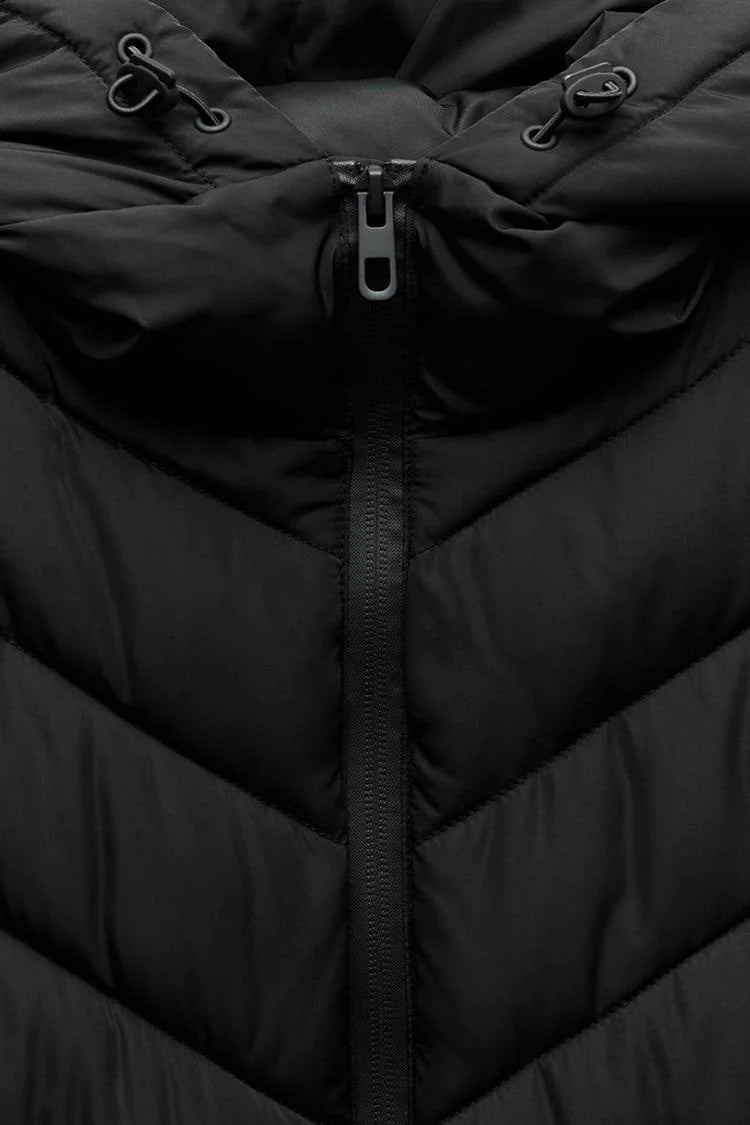 ETJ 2025 neue Damen-elegante Mode-Patchwork-Langarm-Stehkragen-Baumwolljacke mit Kapuze, Sportmantel 8073227