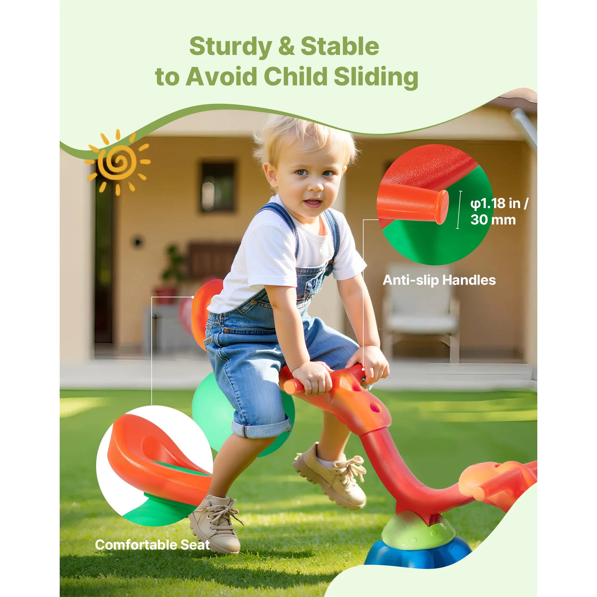 SucceBuy Kinder-Wippe, 55 Pfund pro Sitz, Sit-and-Spin-Teeter, Totter 360 °   Rotierende Spielgeräte für den Außenbereich zum Spielen von Kindern