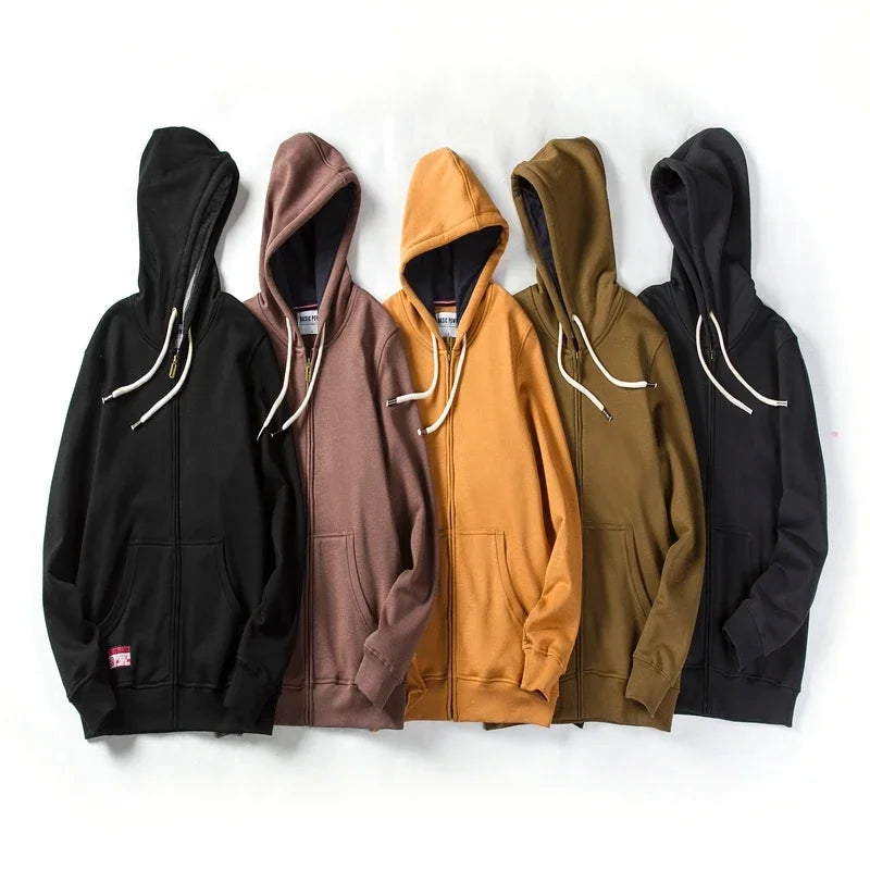Einfarbige Hoodie Männer Mode Reiß verschluss Langarm übergroße Jacke Mantel Harajuku Gothic Kapuze Sweatshirt y2k Teen bp20933