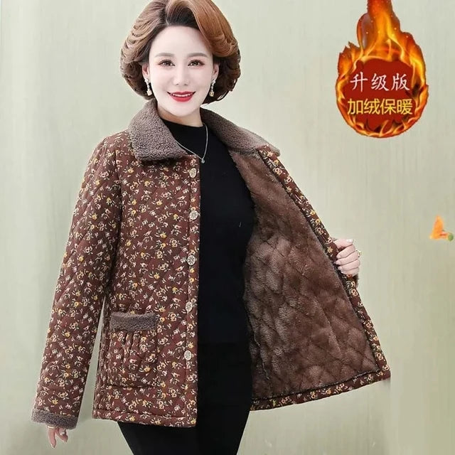 Mutter Winter Baumwolle Kleidung Plüsch Dicke Warme Gepolsterte Mantel Mittleren Alters Mutter Casual Parkas Ältere Oma Jacke