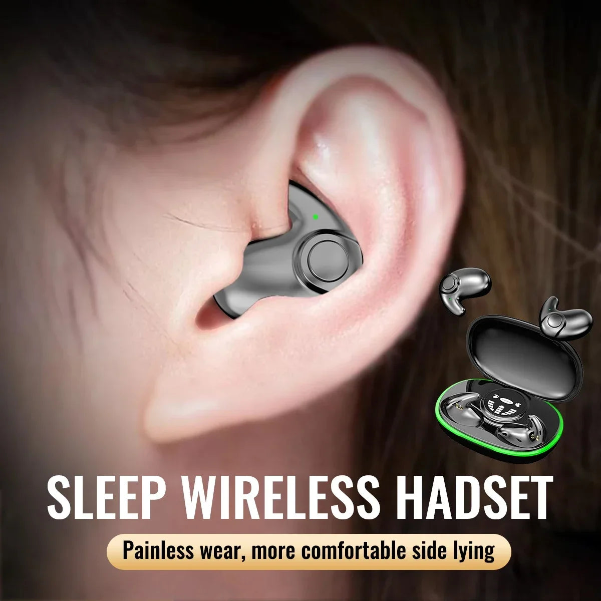 TWS Bluetooth 5.3 Kabellose Kopfhörer Unsichtbare Schlaf-Kopfhörer Versteckte Ohrhörer IPX5 Wasserdicht Geräuschunterdrückung Sport-Headset