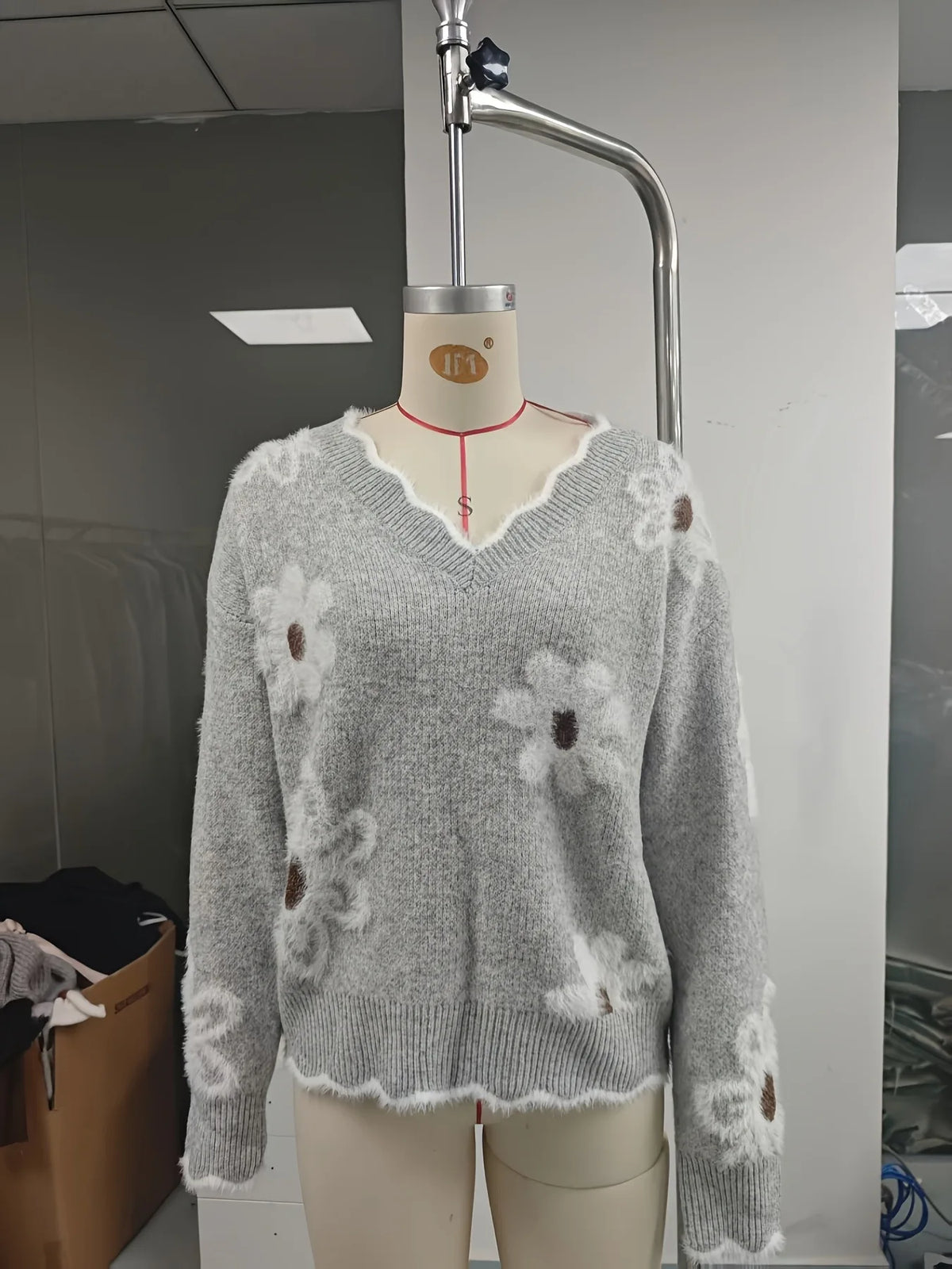 Frauen Invierno Herbst Modus Neue Herbst Pullover V-ausschnitt Jacquard Lange ärmeln Vielseitig Gestrickte Pullover Pullover Maglione Da Donna