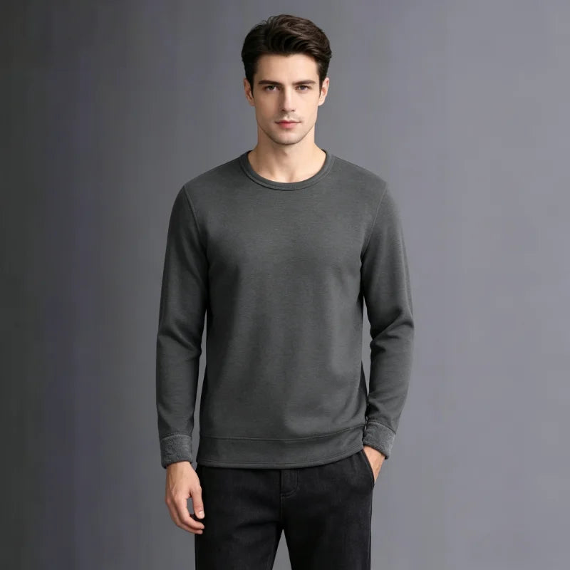 CHUANGERM Herren Herbst Winter Mode Rundhals Warme Langarm Thermo-Unterwäsche T-Shirt Unterhemd