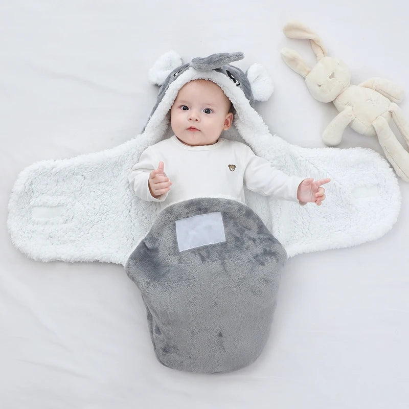 Weiche Baby-Schlafsäcke, warm, für Herbst und Winter, Wickeldecken für Neugeborene, CartoonCocoon für Babys, Flanell-Baby-Schlafsack, 0–9 Monate