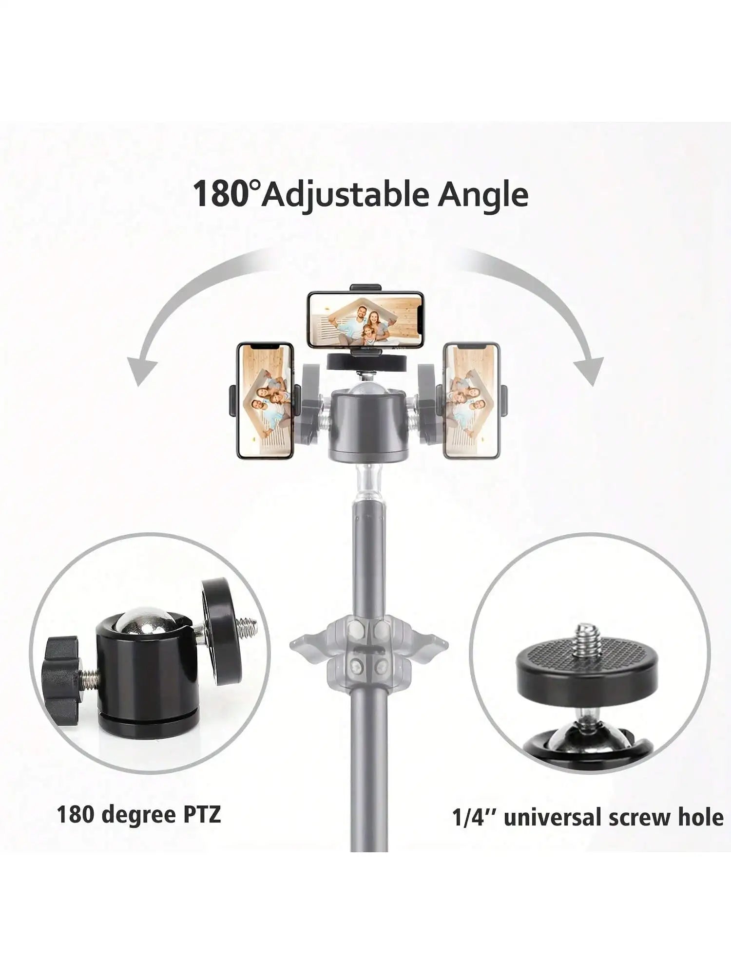 1 Stück 63-Zoll-Stativ mit klappbarem Stativ und Telefonhalterclip, 160,02 cm, multifunktionales Stativ, Stativ für Telefon und Kamera
