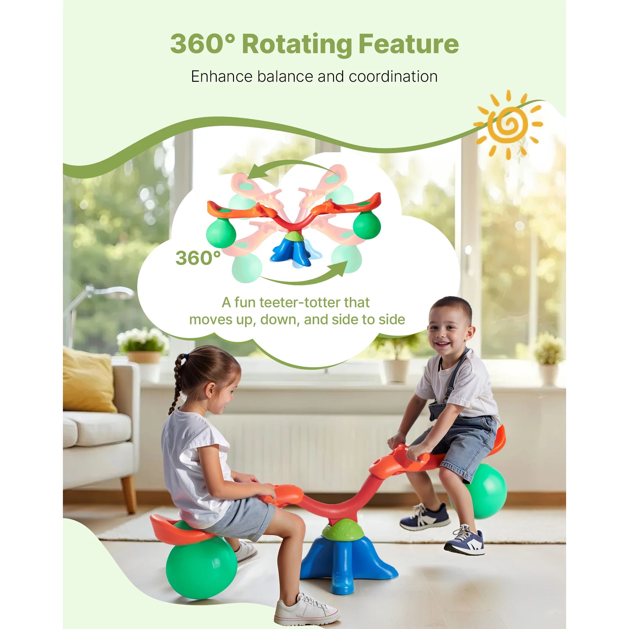 SucceBuy Kinder-Wippe, 55 Pfund pro Sitz, Sit-and-Spin-Teeter, Totter 360 °   Rotierende Spielgeräte für den Außenbereich zum Spielen von Kindern