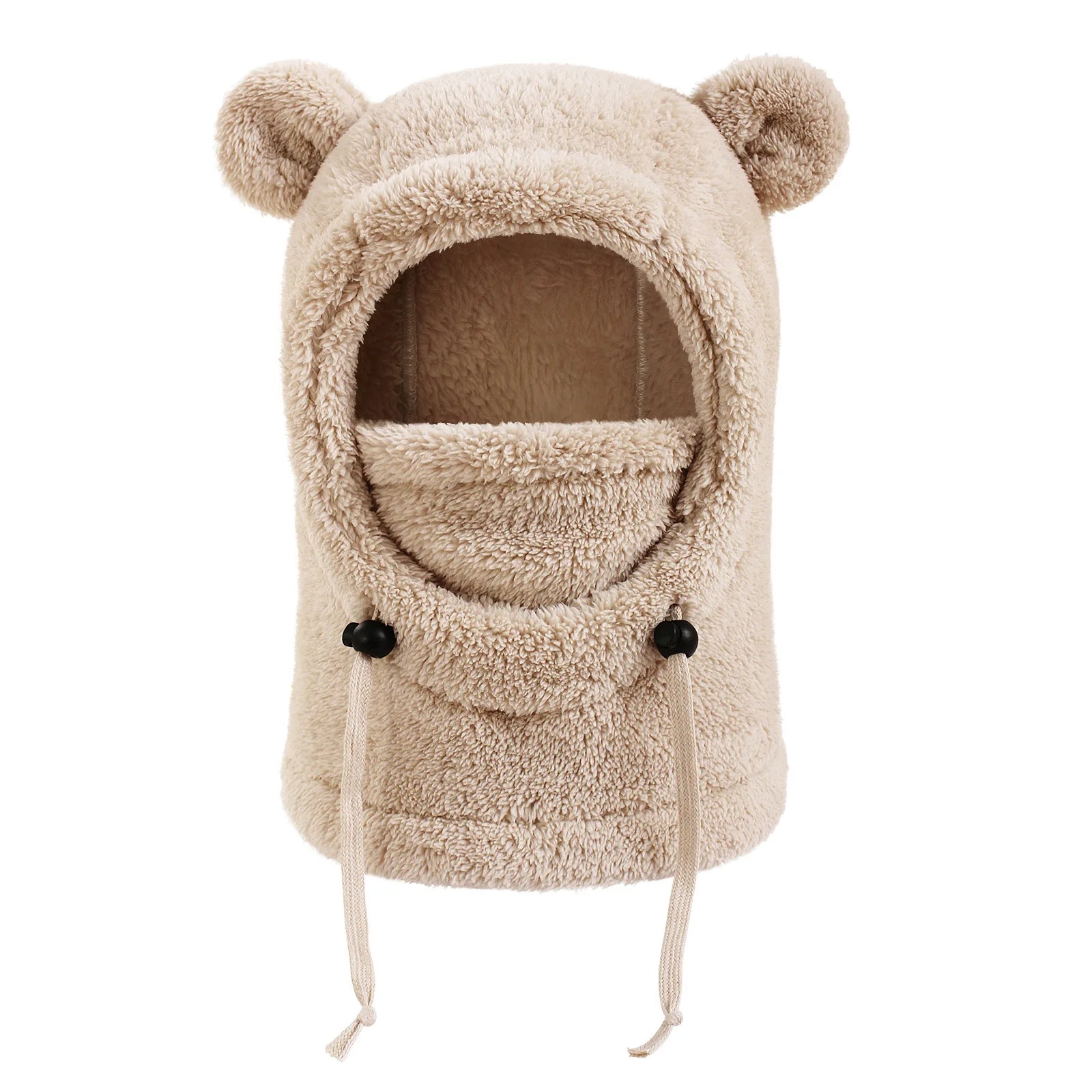 Bärenohren Kapuze Herren und Damen Herbst Winter Polyesterfaser Halstuch und Maske Integrierte Mütze Kinder warme kalte Hüte