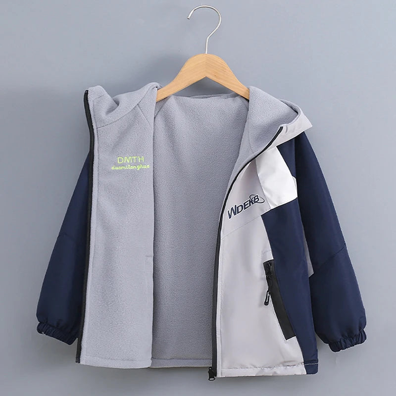 2025 neue Herbst Winter Jungen Fleece Jacke Doppelseitige Tragen Kind Winddicht Oberbekleidung Mantel für 4-14 Jahre Teenager Outdoor Kleidung