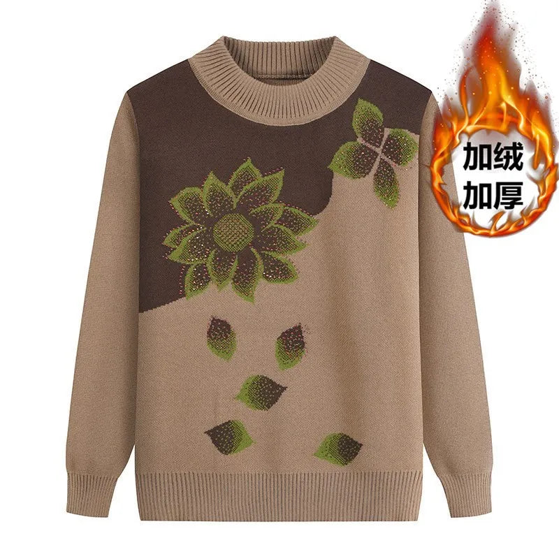 Winterkleidung Oma Pullover Strickpullover Dicker mittlerer Alter Ältere Mutter Bottoming Shirt Samt Langarm Top Damen