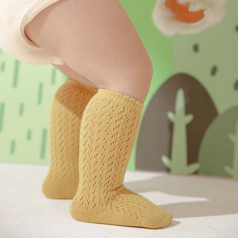 Baby Mädchen Prinzessin gestrickte Netz socken Sommer weiche Kleinkind Mädchen Knies trümpfe Baumwolle Kleinkind Neugeborene Mädchen lange Röhren strümpfe