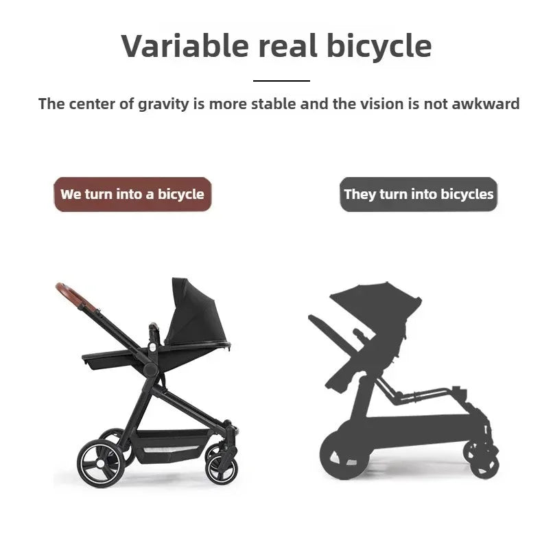 3-in-1-Kinderwagen für Zwillinge mit Autositz. Leichter, kleiner, gefalteter Handgepäck-Kinderwagen, multifunktionale Kinderwagen