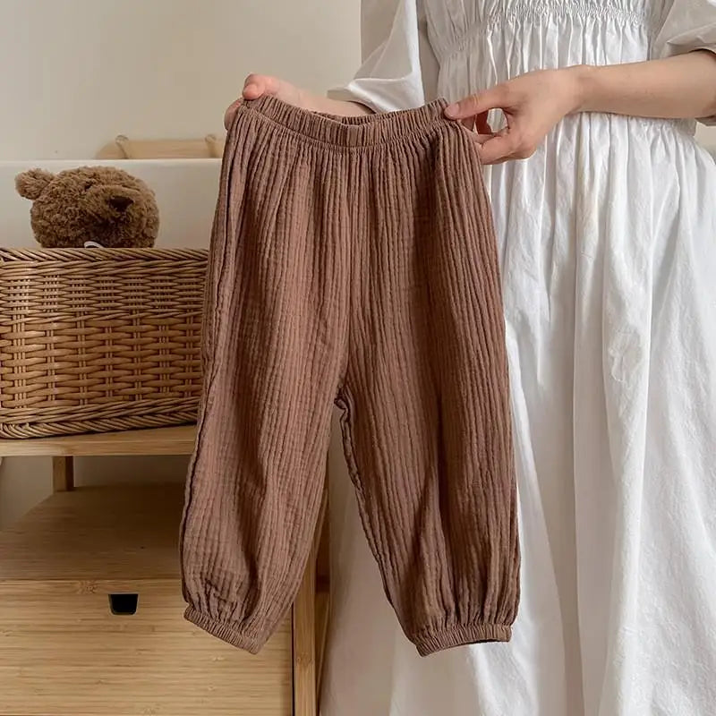 9m-6y Kinder Kleidung Sommer Dünne Einfarbig Anti Moskito Hosen Baby Jungen Und Mädchen Lose Beiläufige Hosen Einfache Mode pumphose