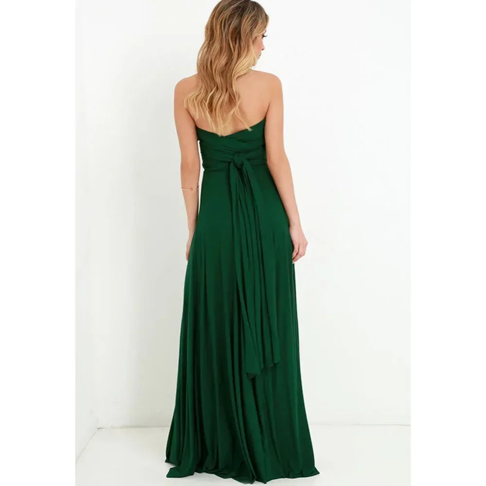 Mode Multi-getragen V-ausschnitt Vestidos De Fiesta Frauen Lange Kleid Sexy Geschnallt Dame Sommer Maxi Kleid