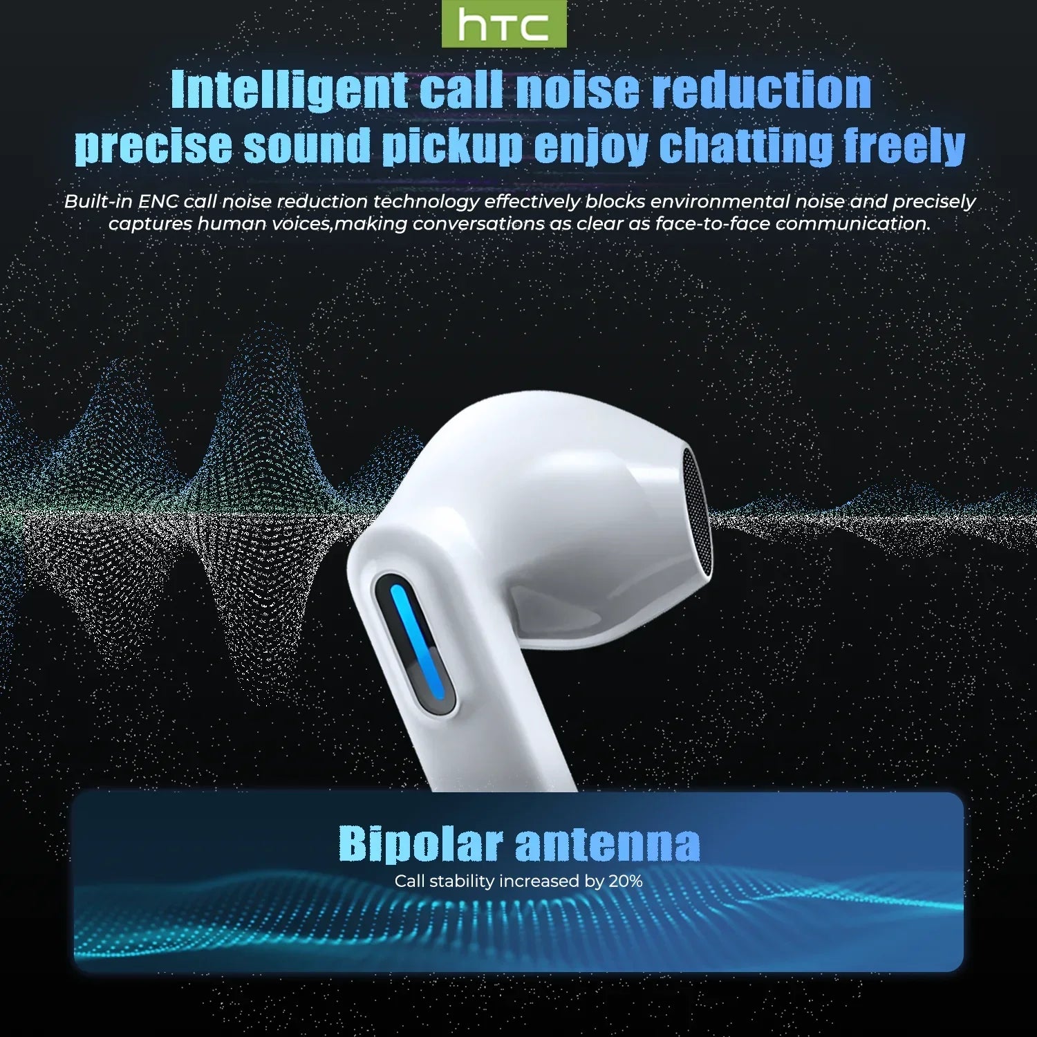 HTC NE49 Bluetooth-Kopfhörer V6.0 TWS Sport-Funkkopfhörer Ultra-geringe Latenz-Spiel-Headset-Ohrhörer Lange Lebensdauer