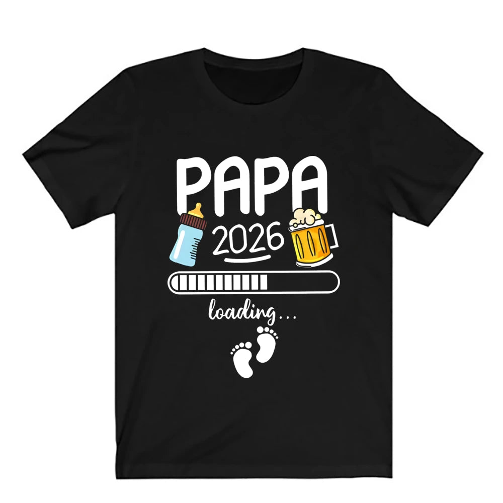 Papa 2026 T-Shirt, zukünftiger Vater, französische Texte, Bierliebhaber, Vatertagsgeschenk, Herrenbekleidung, weiches T-Shirt, Schwangerschaftsankündigung, T-Shirt