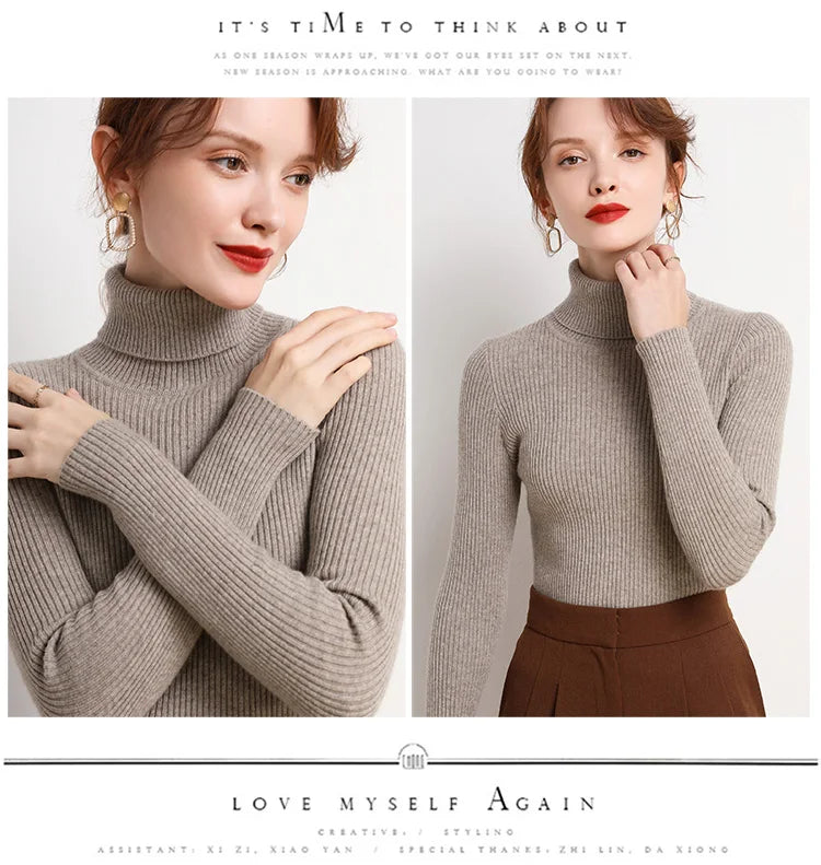 Heliar Damen-Herbstpullover mit Rollkragen, gestrickte, weiche Pullover, Kaschmirpullover, einfache, weiche Pullover für Damen, 2026, Herbst und Winter