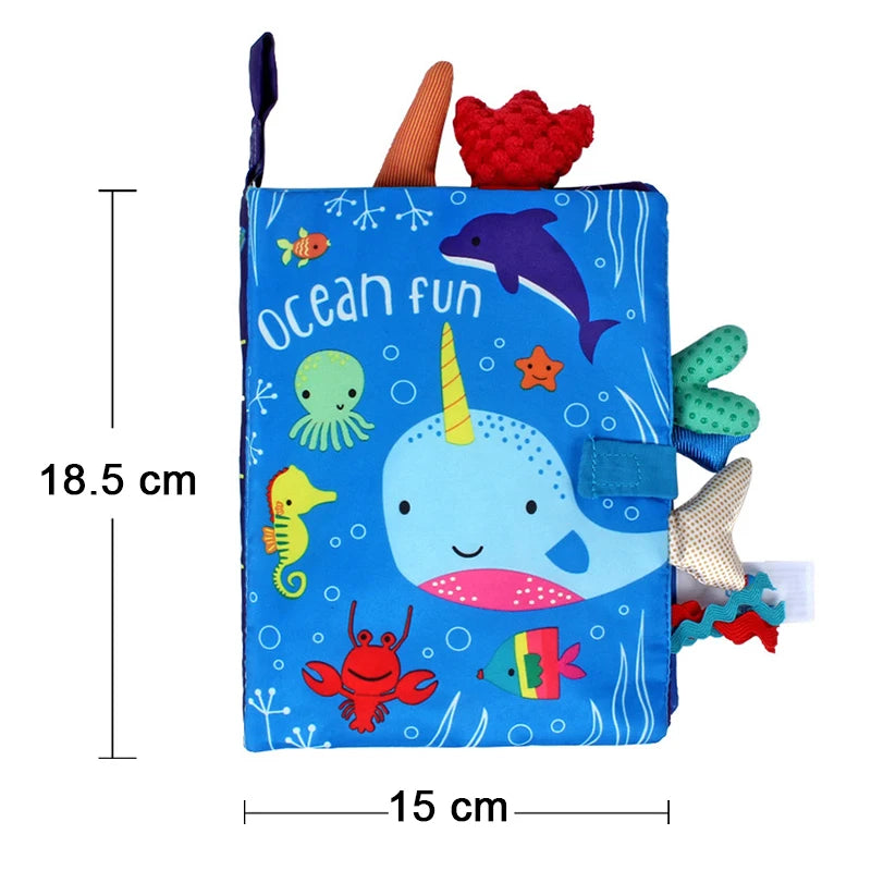 Weiche Babybücher, 3D-Touch-Feeling, kontrastreiches Stoffbuch, sensorisches frühes Lernen, Kinderwagenspielzeug für Kleinkinder, Geschenke von 0–12 Monaten