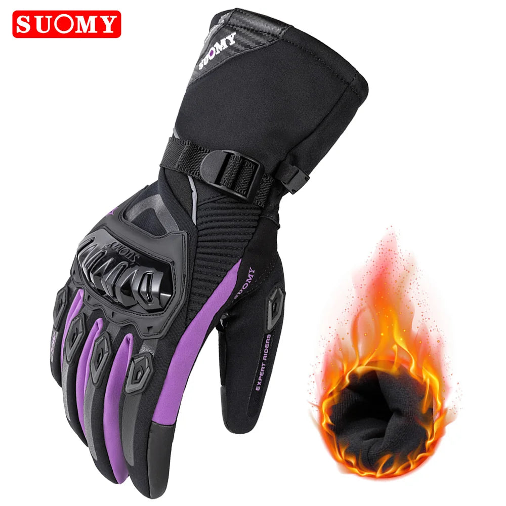 SUOMY Winter Warme Damen Rosa Motorradhandschuhe 100% Wasserdicht Lady Teens Mädchen Lila Motocross Motorrad Racing Reithandschuhe
