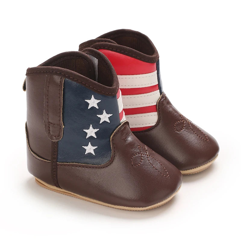 Winterstiefel für Babys, Jungen und Mädchen, 0–12 Monate, Western-Denim, Lauflernschuhe, warm, lässig, modisch