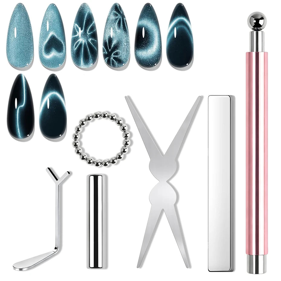 6-teiliges Cat-Eye-Nagel-Magnet-Werkzeug-Set, französische Tipps, Cat-Eye-Herz-Magnete, Nagel-Magnet-Stick, Cat-Eye-Gel-Nagellack, Magnete, Werkzeuge, Maniküre