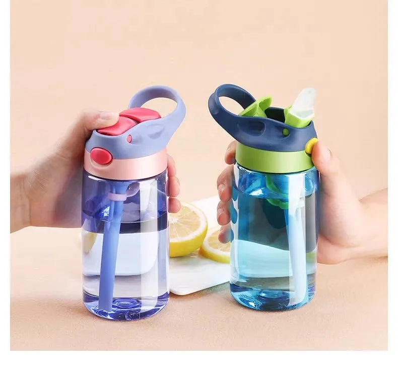 480 ml Baby-Fütterungsbecher, auslaufsichere Wasserflasche mit Strohhalm, tragbar, für Reisen, Fitnessstudio, Camping, Flasche, Safttrinkflasche für Kinder
