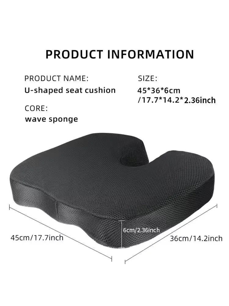 Bequemes, atmungsaktives Sitzkissen, U-förmiges Design, Wellenförmiges Schwamm-Massagekissen kann Gesäßdruck und Steißbeinschmerzen lindern.