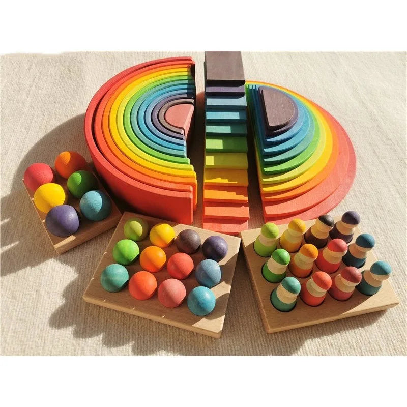 Regenbogen-Holzstapelblöcke
