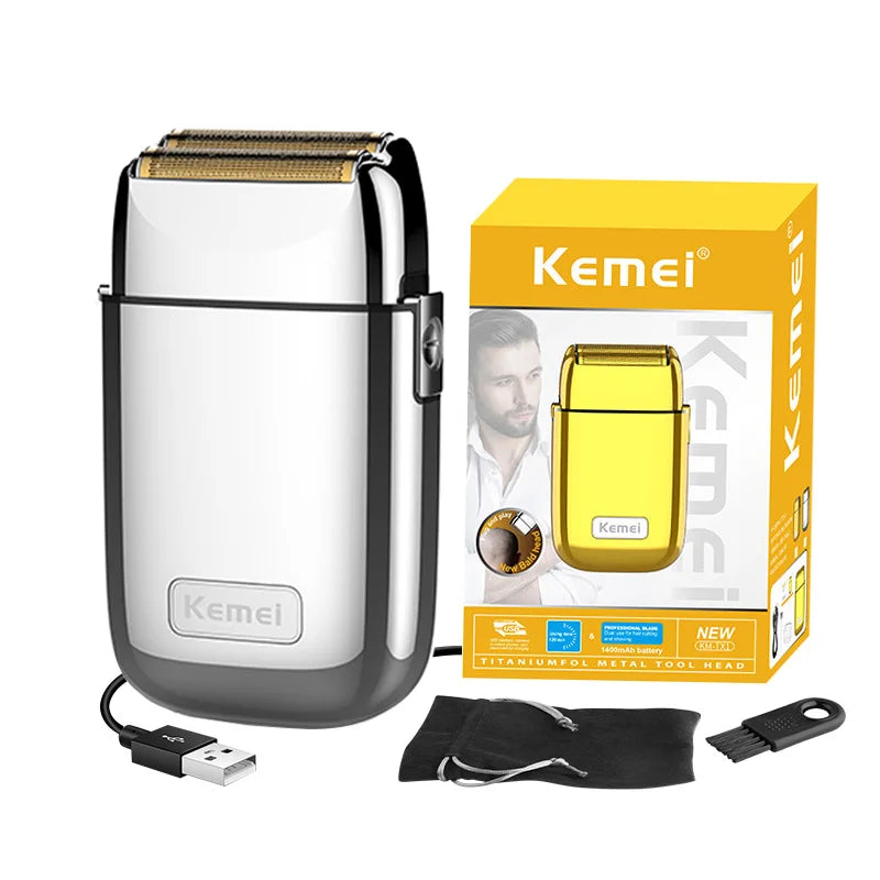 Kemei TX1 Ganzmetall-Elektrorasierer Männer Elektrorasierer Wiederaufladbarer Bartrasierer Schwimmender Haarschneider Gesichtspflege Rasiermaschine