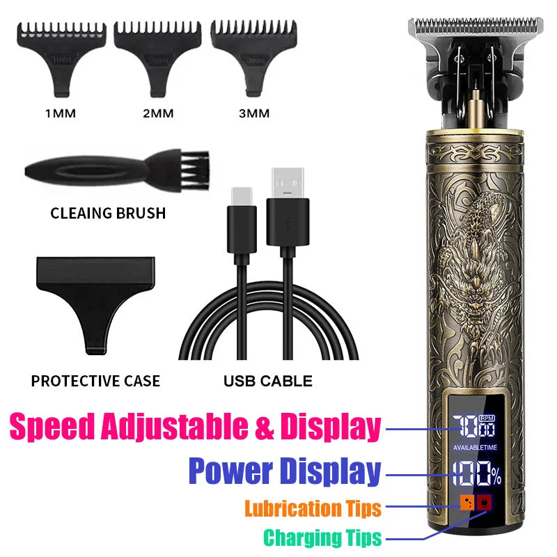 Carving T9 Vintage Professionelle Elektrische Haar Schneiden Maschine USB Aufladbare Tragbare Rasierer Trimmer Für Bart Pflege Beste Geschenk