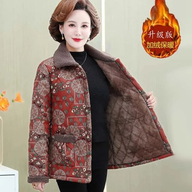 Mutter Winter Baumwolle Kleidung Plüsch Dicke Warme Gepolsterte Mantel Mittleren Alters Mutter Casual Parkas Ältere Oma Jacke