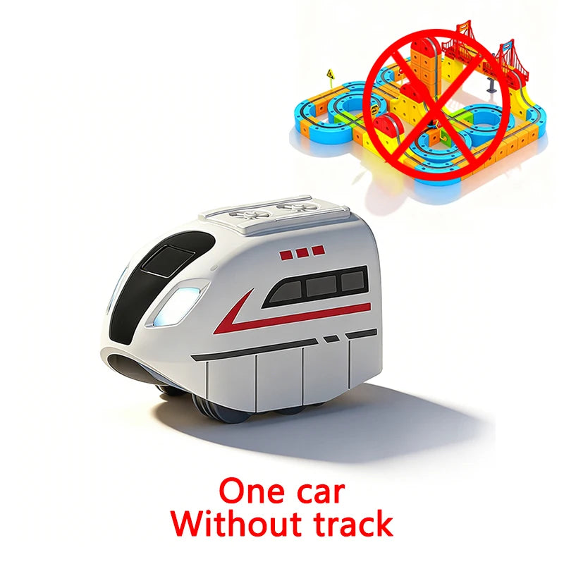 Magnetisches Elektrisches Eisenbahnset Magische Schienenbahn DIY Würfelspielzeug Kreatives Lernmodell Eisenbahnautos Spielzeug Geschenke für Kinder Jungen ab 3 Jahren