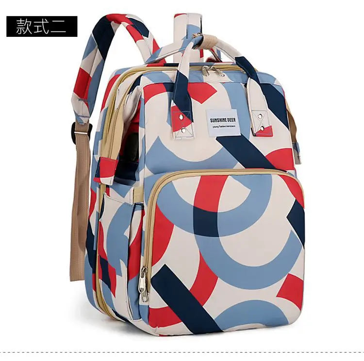 Mama Wickeltaschen Babybett Mutter Große Kapazität Windel Milchflasche Rucksäcke mit Wickelunterlage Praktische Baby-Stilltaschen Geschenk