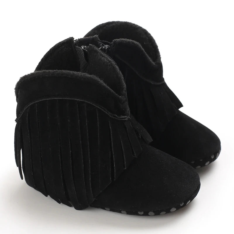 Winterstiefel für Babys, Jungen und Mädchen, 0–12 Monate, Western-Denim, Lauflernschuhe, warm, lässig, modisch