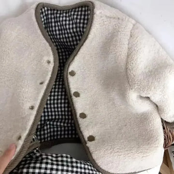 Neue Herbst und Winter Neue Warme Jacke Kinder Zwei Seiten Tragen Plaid Plüsch Jacke Kinder Jacken Winter Kleidung für Mädchen