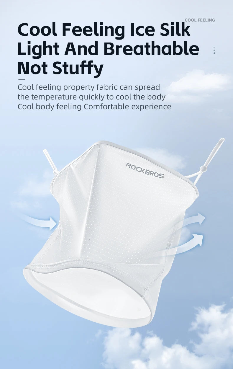 ROCKBROS Summer Ice Silk Cycling Face Mask Breathable Anti-UV Bicycle Face Neck Cover Bandana MTB Road Sport Hanging Ear Scarf