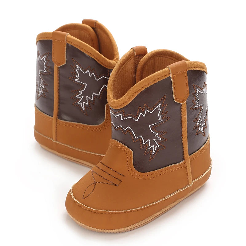 Winterstiefel für Babys, Jungen und Mädchen, 0–12 Monate, Western-Denim, Lauflernschuhe, warm, lässig, modisch