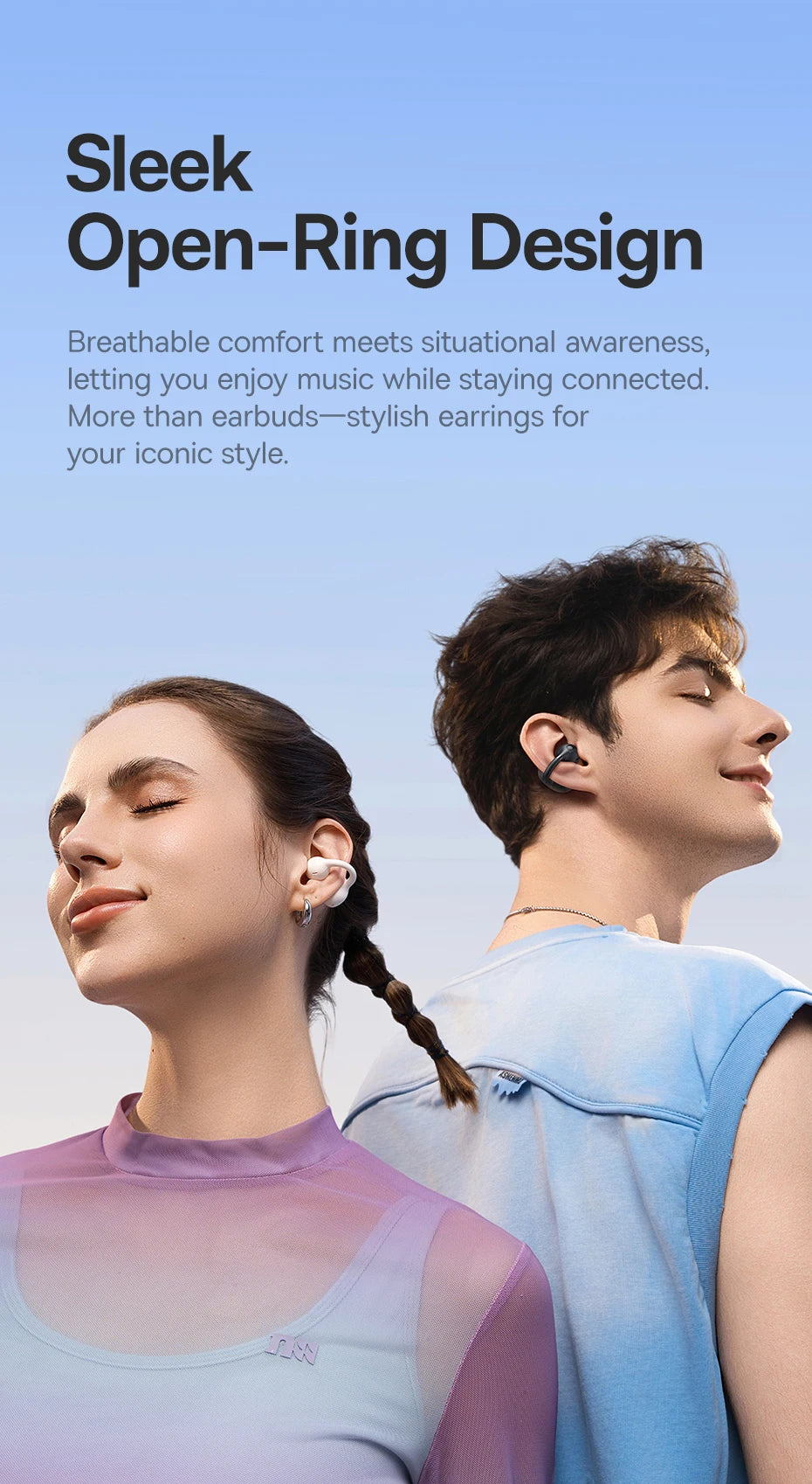 Baseus BC1 Ohrclip-Ohrhörer, kabellose Open-Ear-Kopfhörer, Bluetooth 6.0, Clip-on-Sportkopfhörer, 4 Mikrofone, Super-Bass, IP55, Ohrhörer