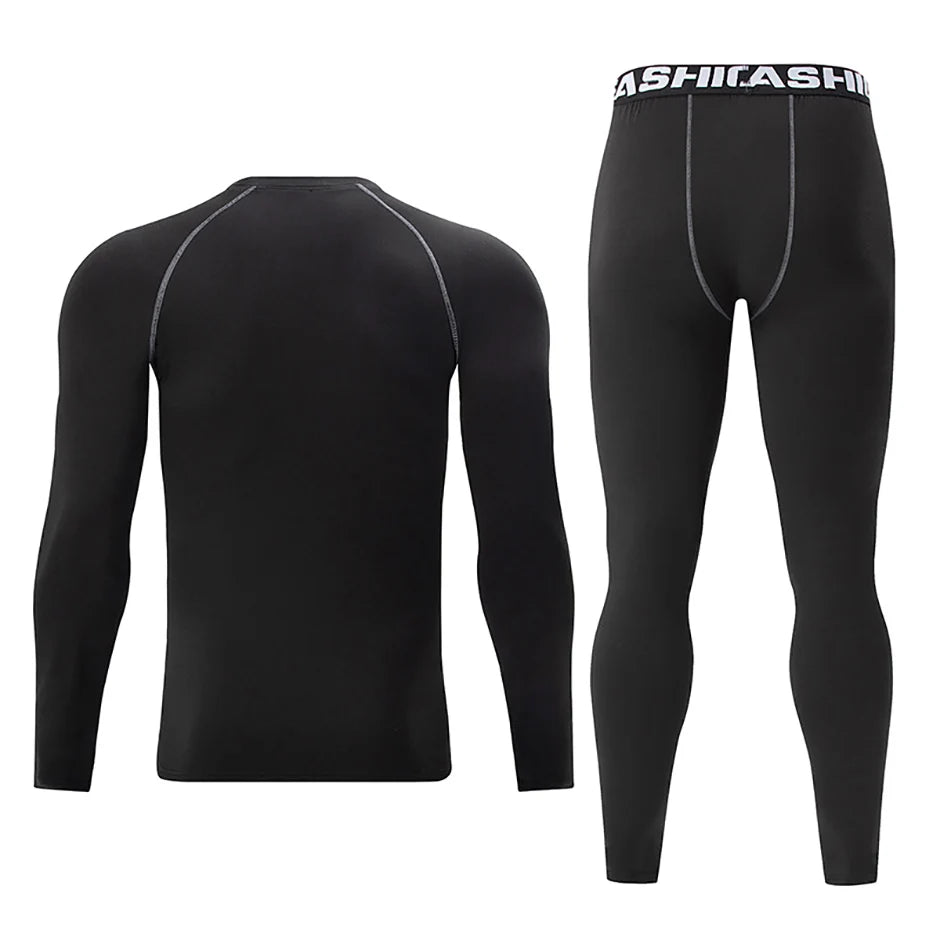 2/4-teiliges Herren-Unterwäscheset für Herbst/Winter, Schwarz, Langarm, für Jugendliche, Fitness, Laufen, Sportshirt, Lässige Stretchhose