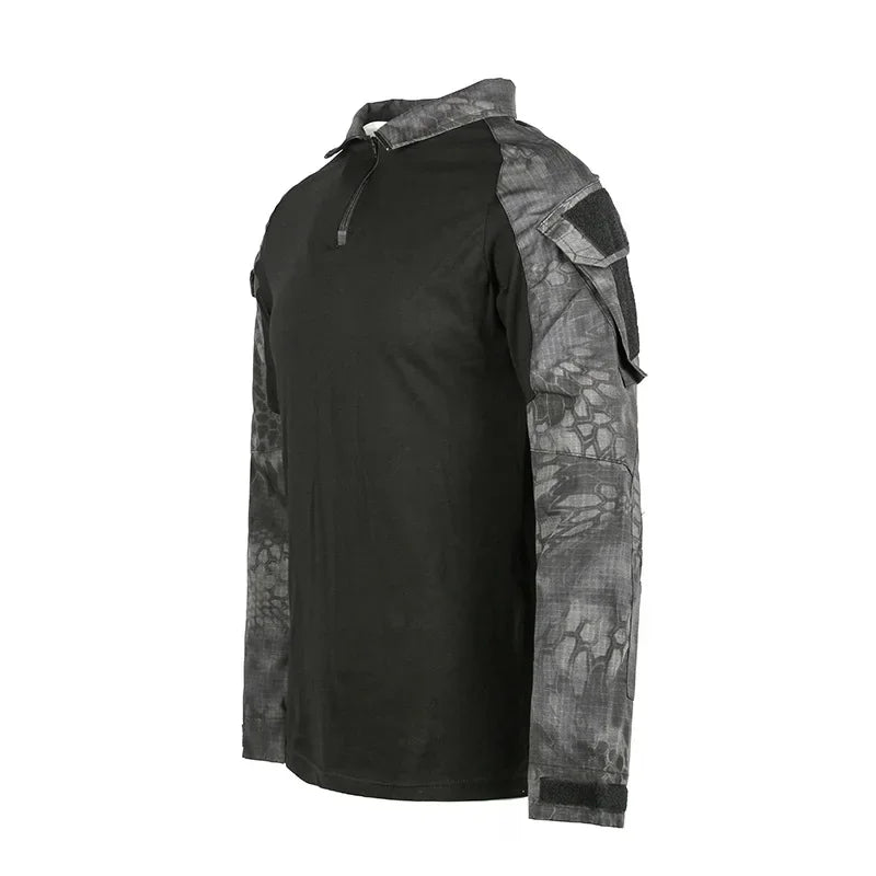 Outdoor Taktische Wandern T-Shirts Männer Kampf Militär Armee CP Camouflage Langarm Jagd Klettern Hemd Baumwolle Sport Kleidung