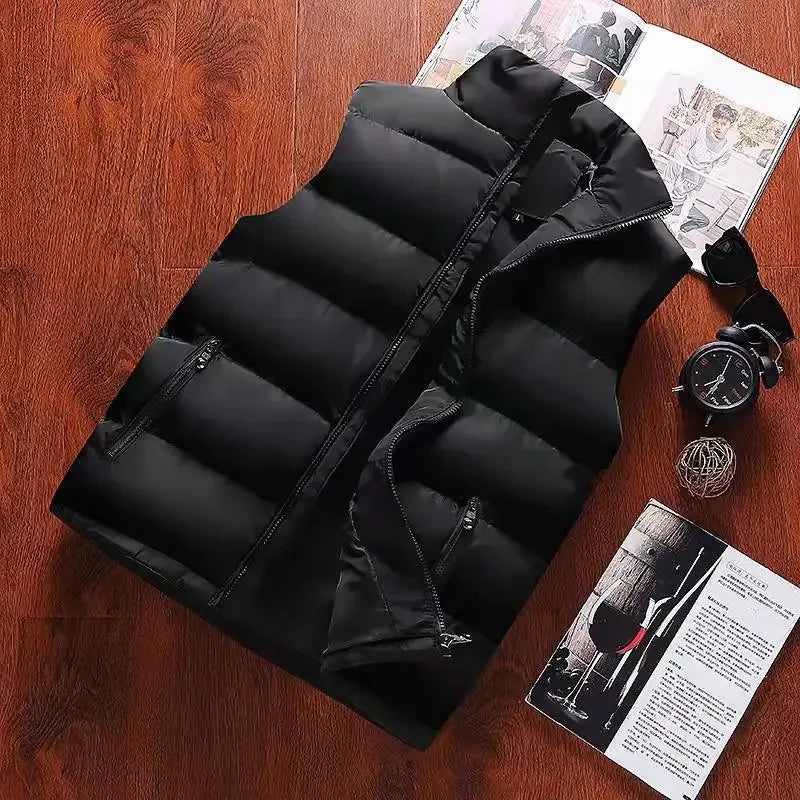 Herren Weste Jacke Warm Ärmel Jacken Winter Wasserdicht Zipper Mantel Herbst Stehkragen Casual Weste Marke Kleidung