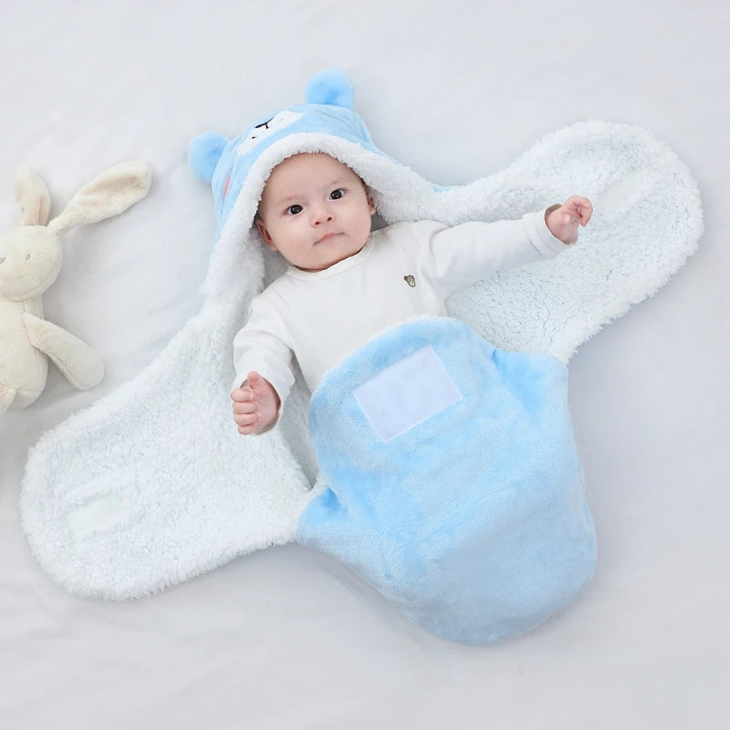 Weiche Baby-Schlafsäcke, warm, für Herbst und Winter, Wickeldecken für Neugeborene, CartoonCocoon für Babys, Flanell-Baby-Schlafsack, 0–9 Monate