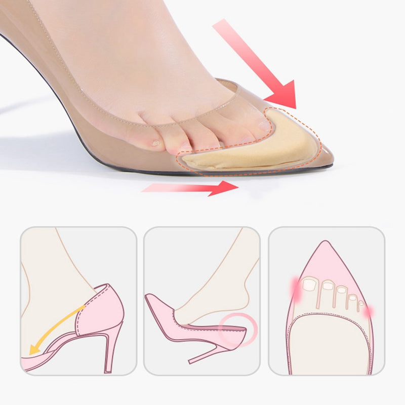 Zehenstopfen, weiche halbe Einlegesohlen, wiederverwendbare Zehenschwamm-Füller-Einsätze für Schuhe, verstellbare, zu große Fußstützen-Pads, Unisex-Schuheinlagen