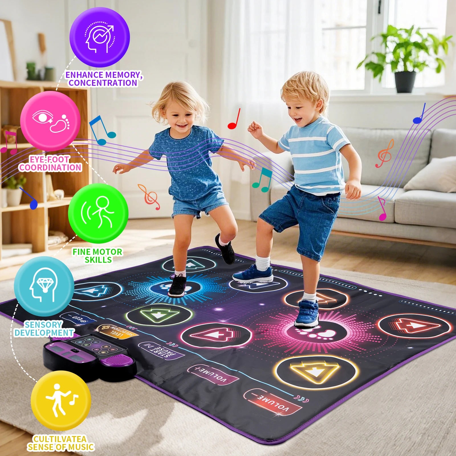 Elektronische Tanzmatte für Kinder, Tanzdecke, doppelter Spielermodus mit 9-stufigem Kinder-Bodenmusikdecke, Lernspielzeug, Kindergeschenke
