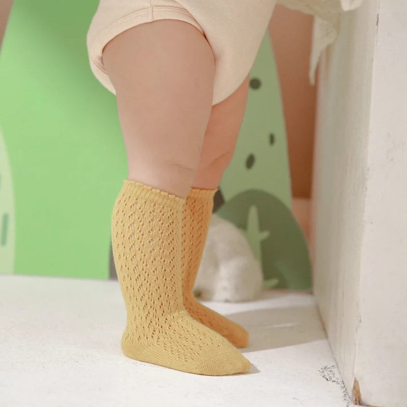 Baby Mädchen Prinzessin gestrickte Netz socken Sommer weiche Kleinkind Mädchen Knies trümpfe Baumwolle Kleinkind Neugeborene Mädchen lange Röhren strümpfe