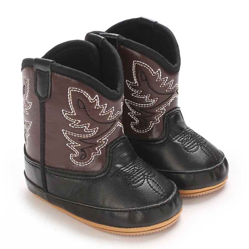 Winterstiefel für Babys, Jungen und Mädchen, 0–12 Monate, Western-Denim, Lauflernschuhe, warm, lässig, modisch